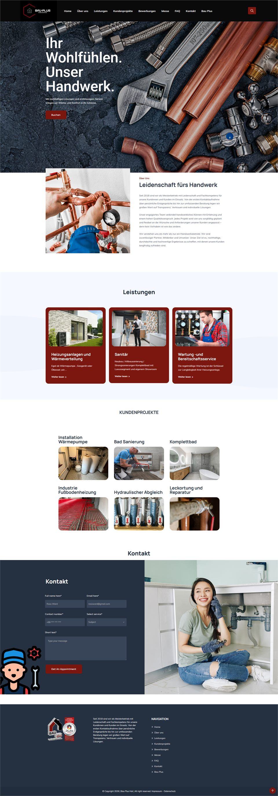 Website von Bau Plus
