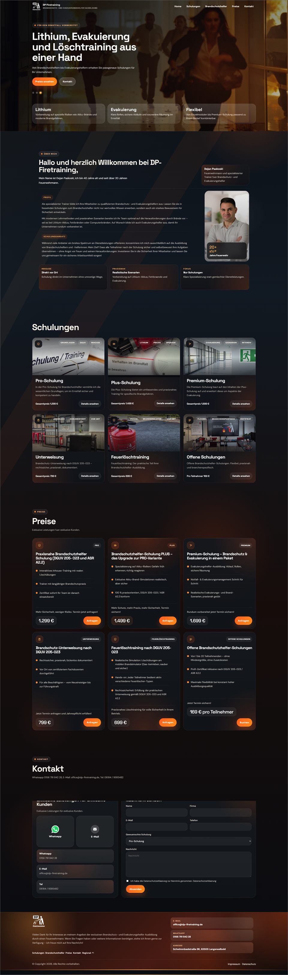 Website von DP Firetraining