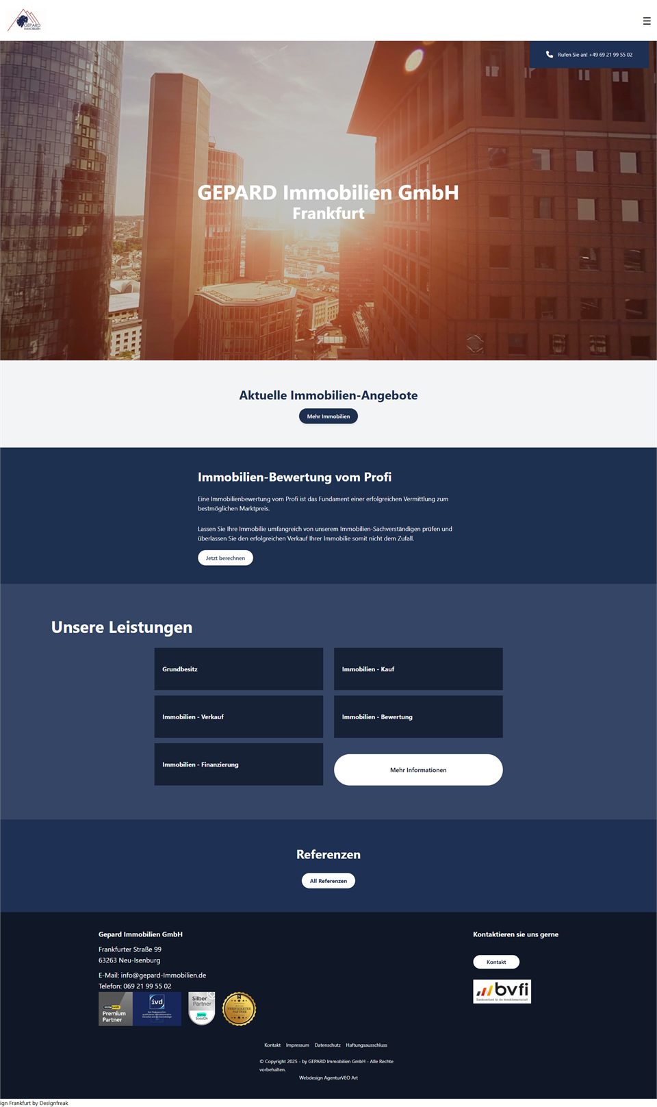 Website von Gepard Immobilien