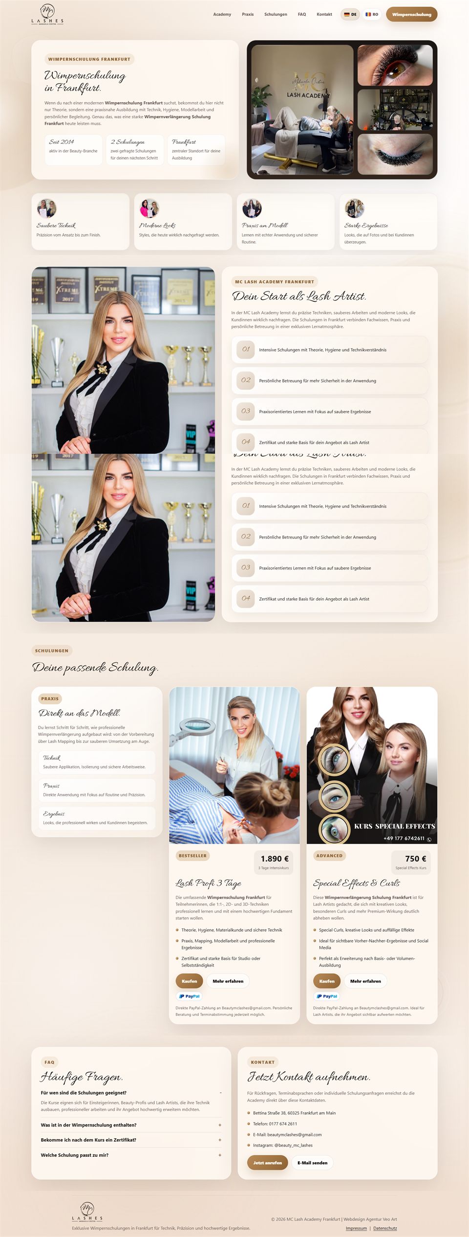 Website der McLash Academy