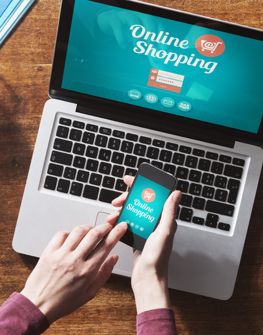 Moderner Online-Shop auf einem Laptop